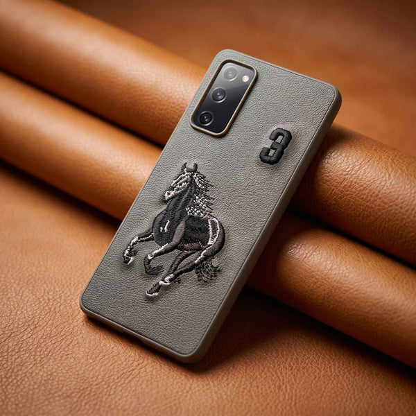 Grey Leather Horse No. 3 OC Ornamented for Samsung S20 Fe