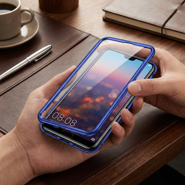 Blue Transparent Magnetic Back Case for Samsung M20