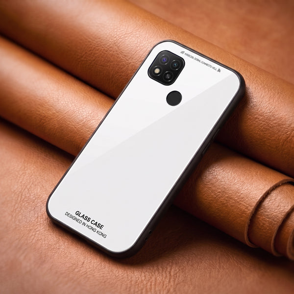 White Glass case for Redmi 9c