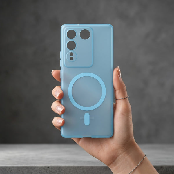Blue Paper Matte Magsafe Case for Vivo V27 Pro