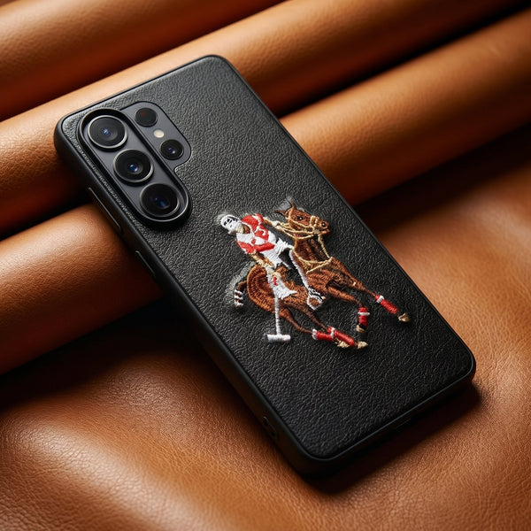 Black Leather Horse Rider OC Ornamented for Samsung S26 Ultra