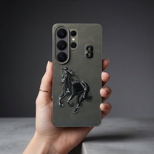 Grey Leather Horse No. 3 OC Ornamented for Samsung S26 Ultra