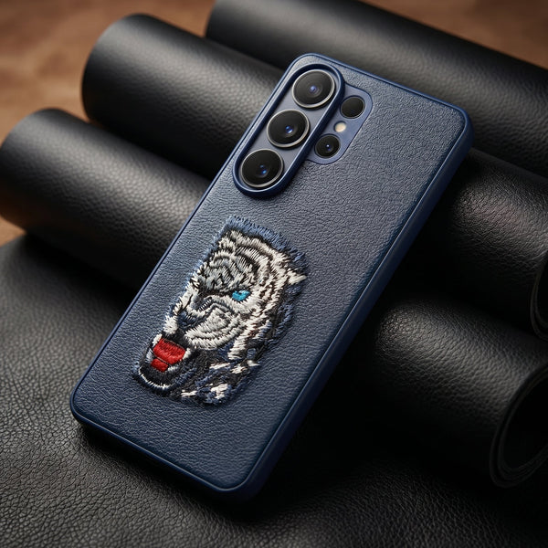 Blue Leather Blue Lion OC Ornamented for Samsung S26 Ultra