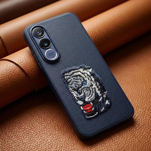 Blue Leather Blue Lion OC Ornamented for Vivo V70 Fe