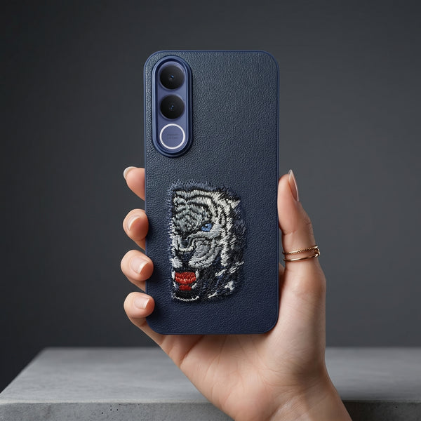 Blue Leather Blue Lion OC Ornamented for Vivo V70 Fe