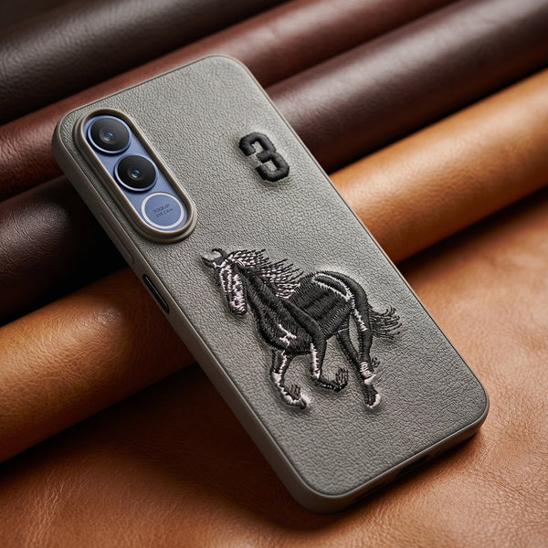 Grey Leather Horse No. 3 OC Ornamented for Vivo V70 Fe