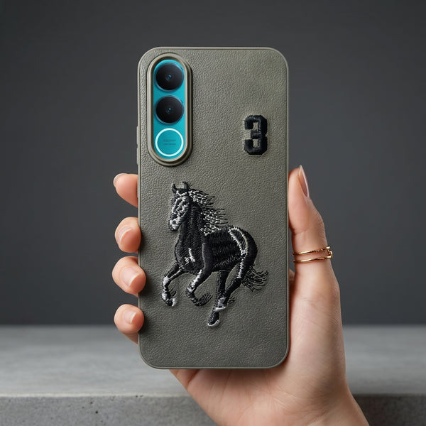 Grey Leather Horse No. 3 OC Ornamented for Vivo V70 Fe