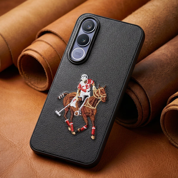 Black Leather Horse Rider OC Ornamented for Vivo V70 Fe