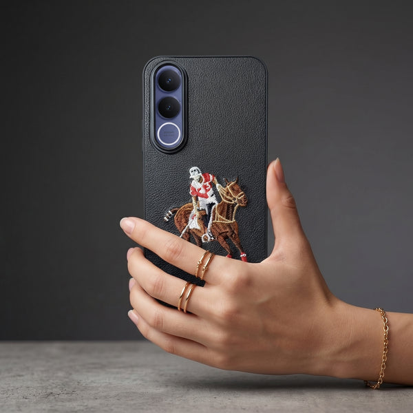 Black Leather Horse Rider OC Ornamented for Vivo V70 Fe