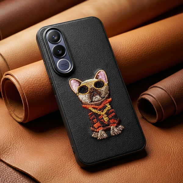 Black Leather Bulldog  OC Ornamented for Vivo V70 Fe