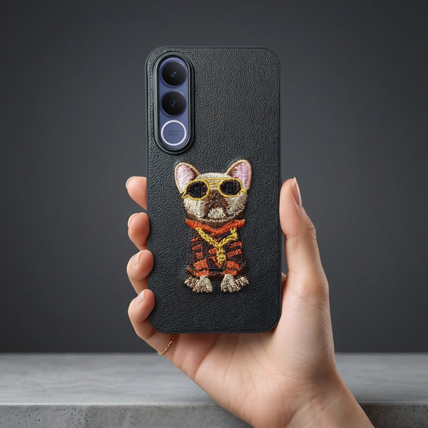 Black Leather Bulldog  OC Ornamented for Vivo V70 Fe