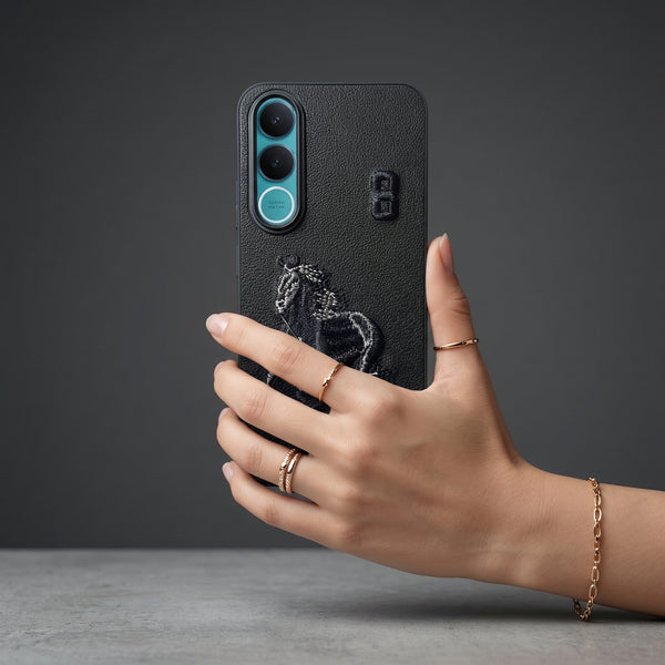 Black Leather Horse No. 3 OC Ornamented for Vivo V70 Fe