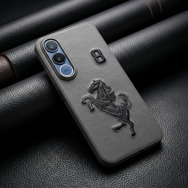 Grey Leather Horse No.8 OC Ornamented for Vivo V70 Fe