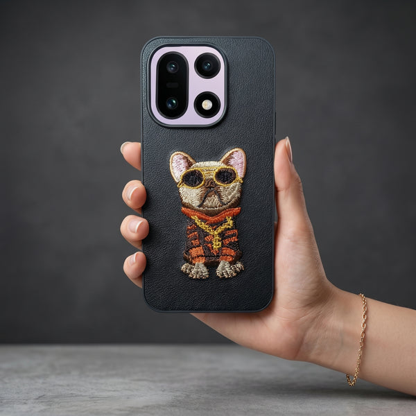Black Leather Bulldog  OC Ornamented for Oneplus 15