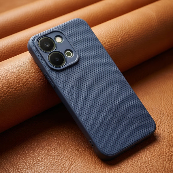 Dark Blue Line Wave Silicone Case for iQOO Z11X