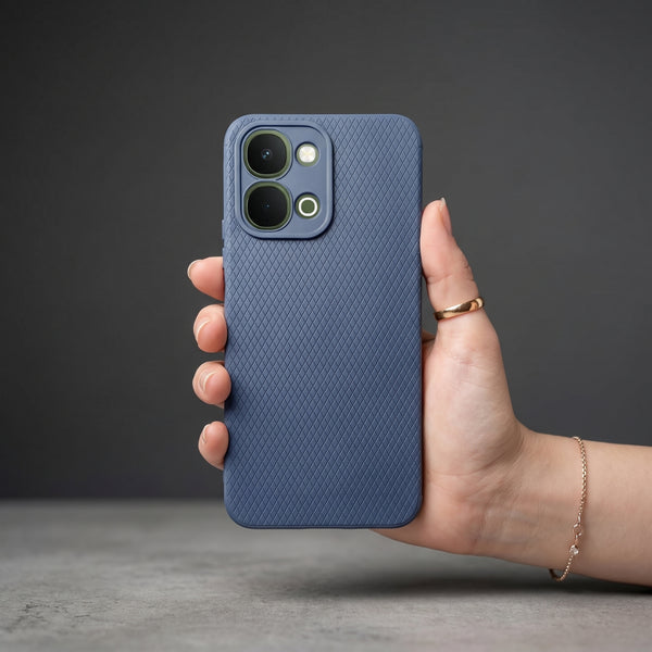 Dark Blue Line Wave Silicone Case for iQOO Z11X