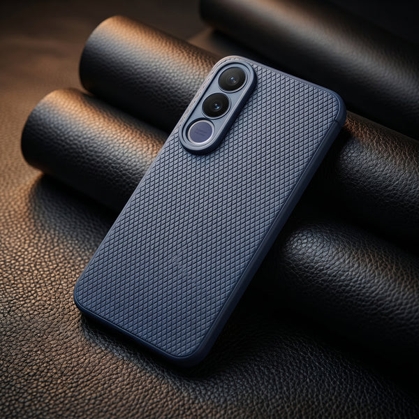 Dark Blue Line Wave Silicone Case for Vivo V70 Fe