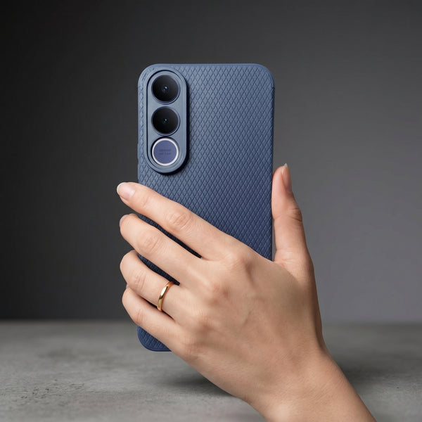 Dark Blue Line Wave Silicone Case for Vivo V70 Fe