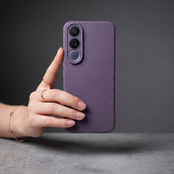 Deep Purple Line Wave Silicone Case for Vivo V70 Fe