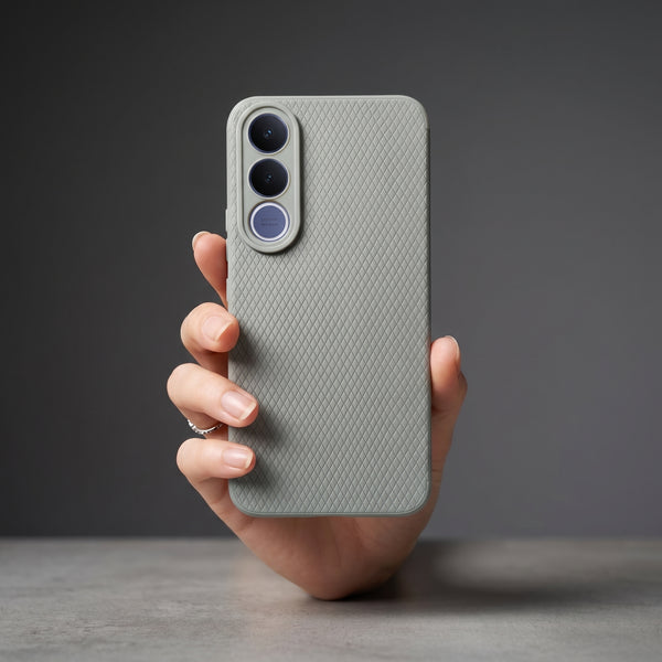 Grey Line Wave Silicone Case for Vivo V70 Fe