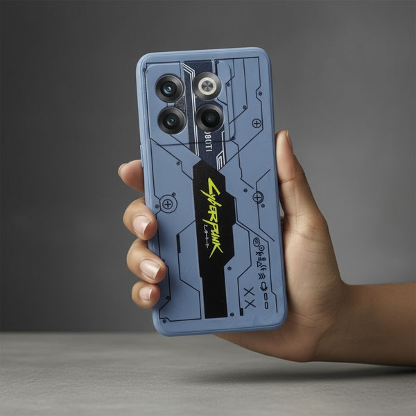 Blue Cyberpunk Embossed Silicone case for Oneplus 10T