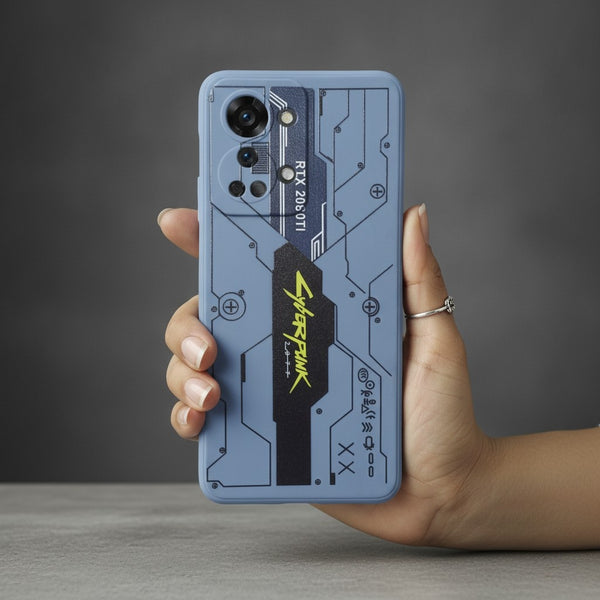 Blue Cyberpunk Embossed Silicone case for Oneplus Nord 2T