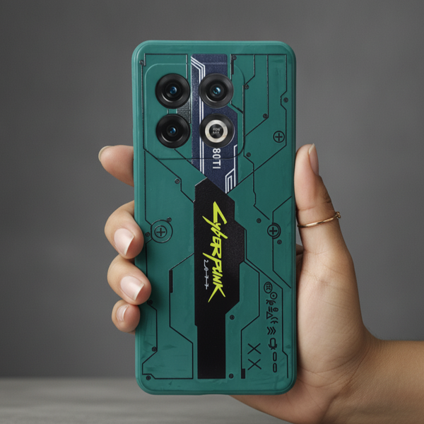 Green Cyberpunk Embossed Silicone case for Oneplus 10 Pro