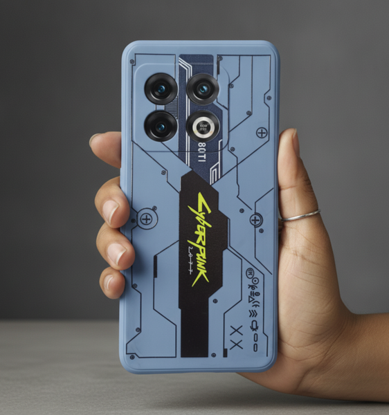 Blue Cyberpunk Embossed Silicone case for Oneplus 10 Pro