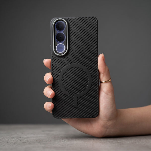 Gripon Black (Grey RING) Silicone Case for Vivo V70 FE