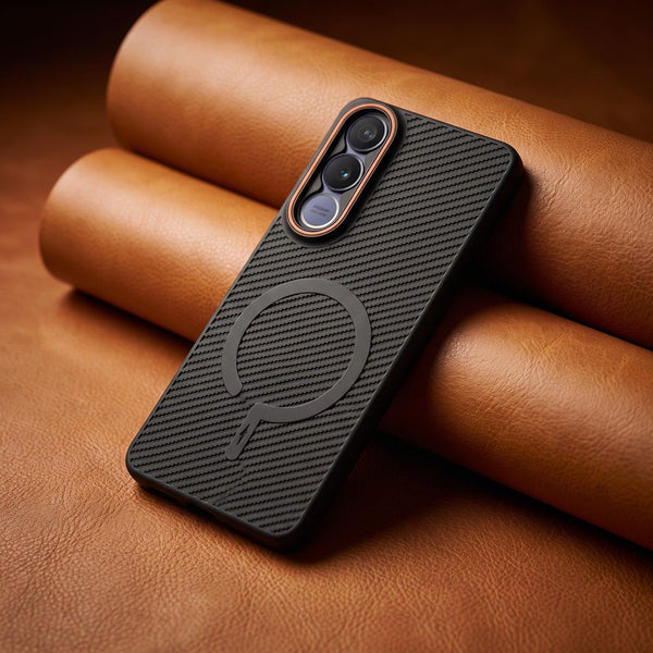 Gripon Black (ORANGE RING) Silicone Case for Vivo V70 FE