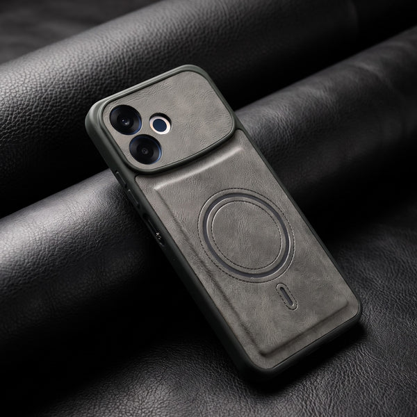 Crest Grey Leather Case for Oppo F33 Pro