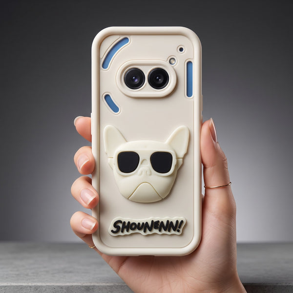 Cream SHOUNENN BULLDOG Silicone case for Nothing Phone 2A