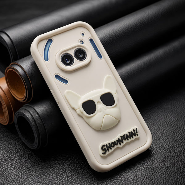 Cream SHOUNENN BULLDOG Silicone case for Nothing Phone 2A