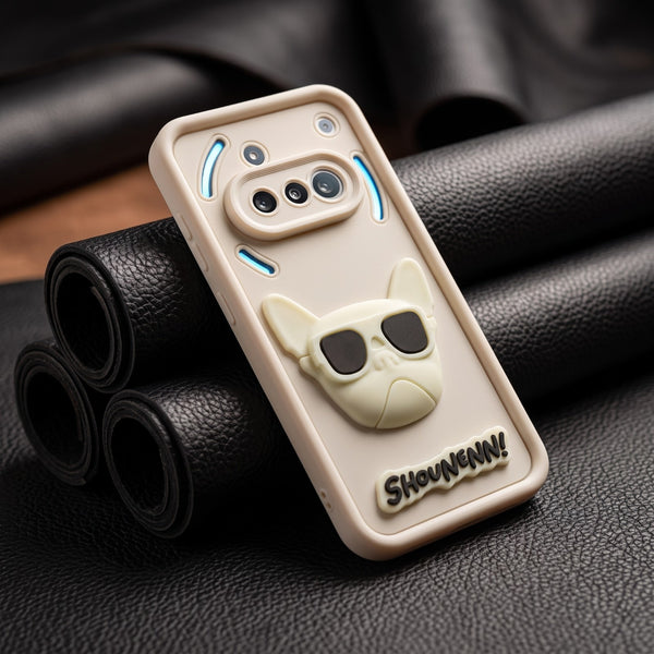 Cream SHOUNENN BULLDOG Silicone case for  Nothing Phone 3A