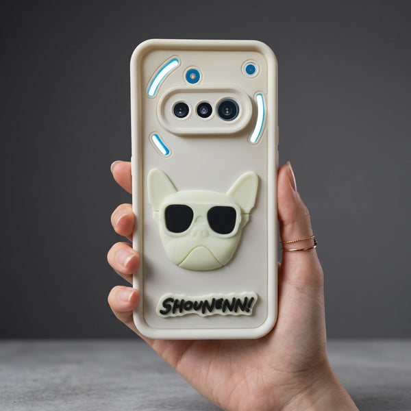 Cream SHOUNENN BULLDOG Silicone case for  Nothing Phone 3A