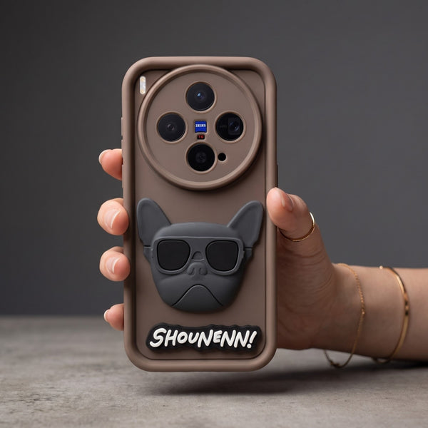 Brown SHOUNENN BULLDOG Silicone case for Vivo X100