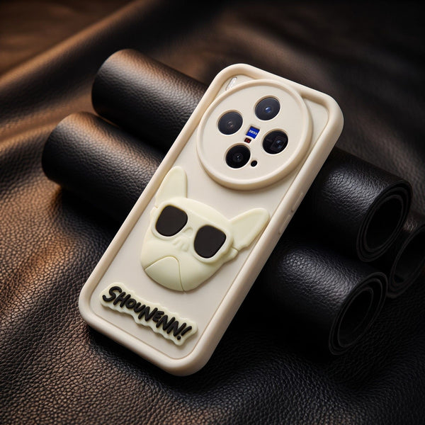 Cream SHOUNENN BULLDOG Silicone case for Vivo X100