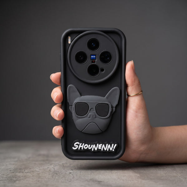 Black SHOUNENN BULLDOG Silicone case for Vivo X100