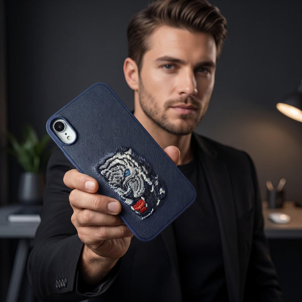 Blue Leather Blue Lion OC Ornamented for Apple iphone XR