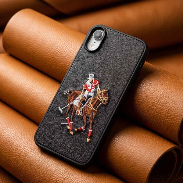 Black Leather Horse Rider OC Ornamented for Apple iphone XR