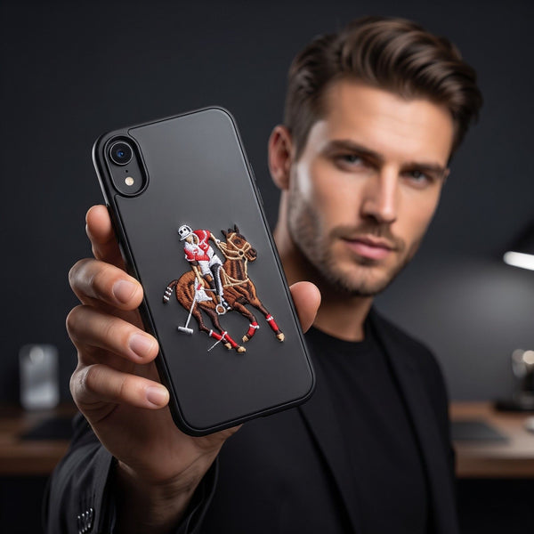 Black Leather Horse Rider OC Ornamented for Apple iphone XR