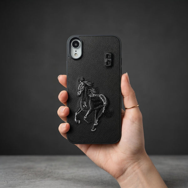 Black Leather Horse No. 3 OC Ornamented for Apple iphone XR