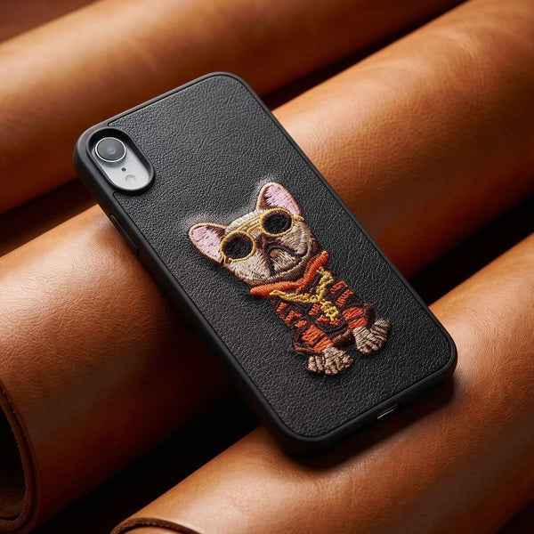 Black Leather Bulldog  OC Ornamented for Apple iphone XR