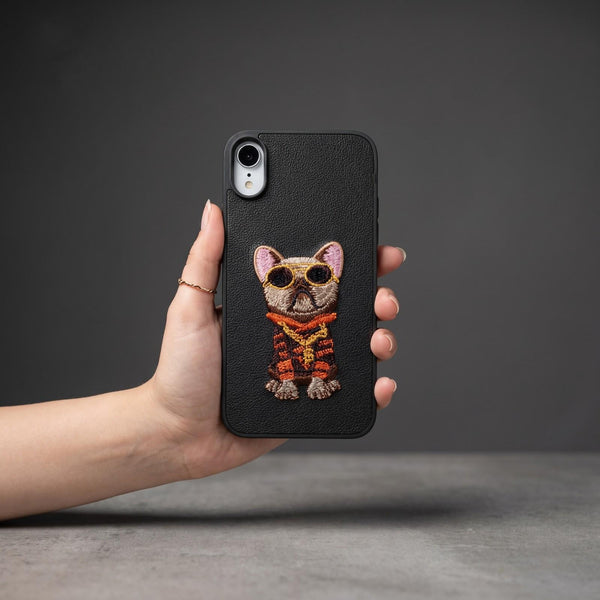 Black Leather Bulldog  OC Ornamented for Apple iphone XR