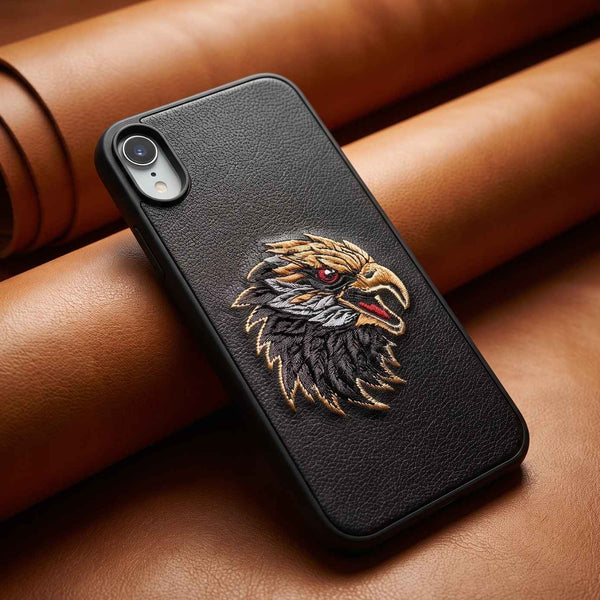 Black Leather Eagle OC Ornamented for Apple iphone XR