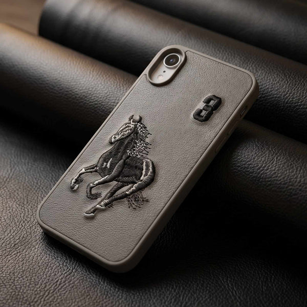 Grey Leather Horse No. 3 OC Ornamented for Apple iphone XR