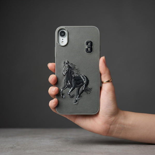 Grey Leather Horse No. 3 OC Ornamented for Apple iphone XR