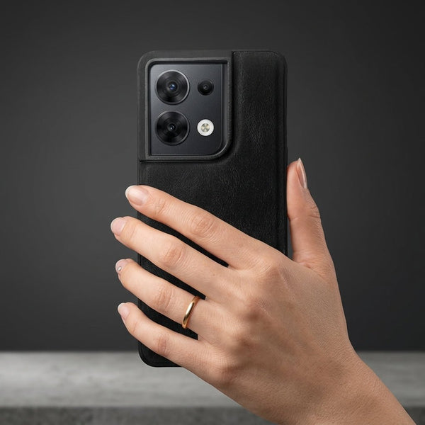 Black Standard Leather Case for Oppo Reno 8