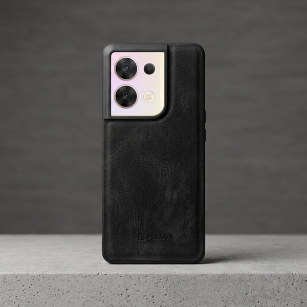 Black Standard Leather Case for Oppo Reno 8