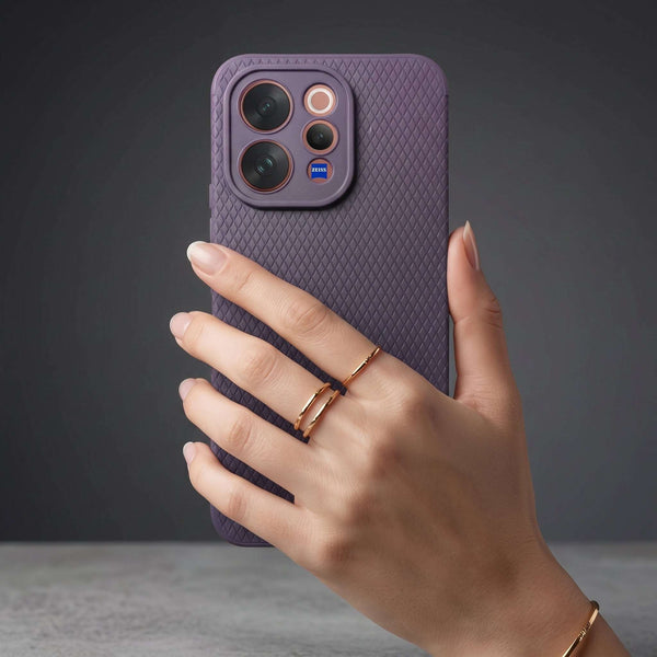 Deep Purple Line Wave Silicone Case for Vivo V70 Elite